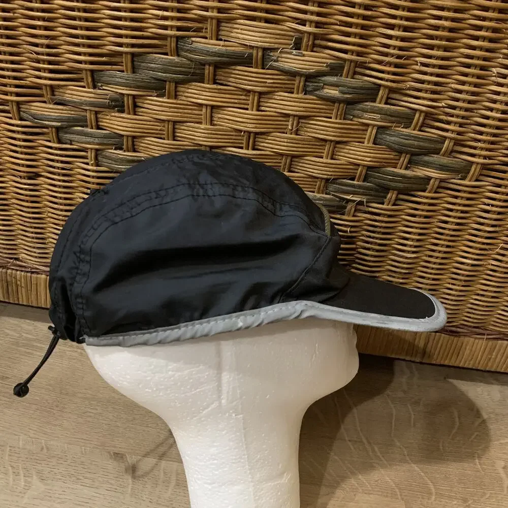 Saucony Running Panel Hat Cap Adjustable Drawstring Outspace Adult OSFM Black